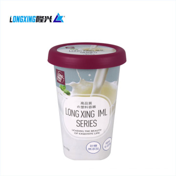 custom IML printed frozen Gelato ice cream PP yogurt cup with lid and spoon